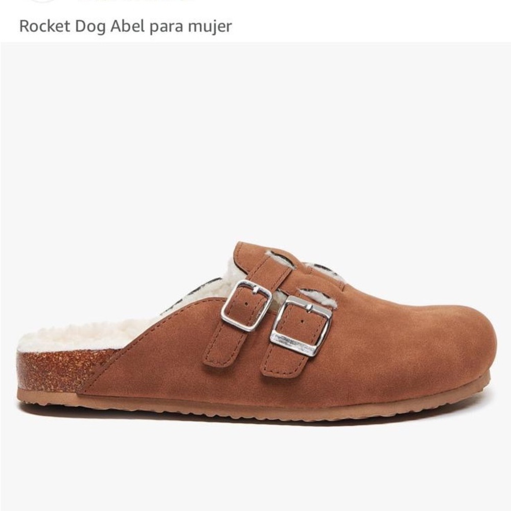 Rocket Dog Brown Mules with Double Buckle and Cork Footbed